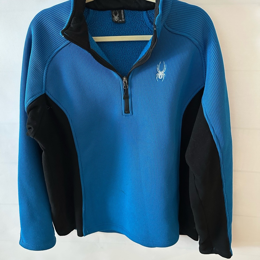 Spyder Black and Blue Fleece Pullover